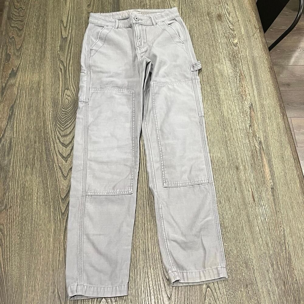 American Eagle 90's Straight Carpenter Jeans High Rise Denim Light Gray Size 0
